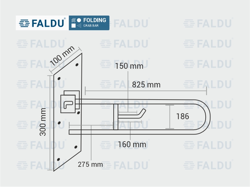 Folding Grab Bar for Differently Abled Persons, Senior Citizens. It is used in Public Utility Areas like Toilets, Hospitals, Airport & Metro Stair Case