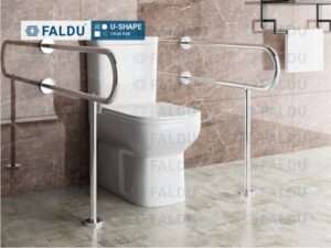 U-Shape Grab Bar for Differently Abled Persons, Senior Citizens. It is used in Public Utility Areas like Toilets, Hospitals, Airport & Metro Stair Case