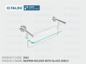 Napkin Holder With Glass Shelf for Storage in Bathroom and near Wash Basin – 2061 - CONTI Series – FALDU