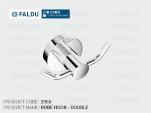 Robe Hook Double for Towel & Cloth Hanging in Bathroom - 2055 - CONTI Series - Bath Accessories -FALDU