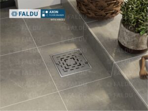 AXON Floor Drainer with Hinges FALDU 1. SS-304 Floor & Shower Drains with high outlet flow rate, stain and rust resistant, Easy to Clean, Anti-cockroach Trap Option. Also available in PVD Finishes