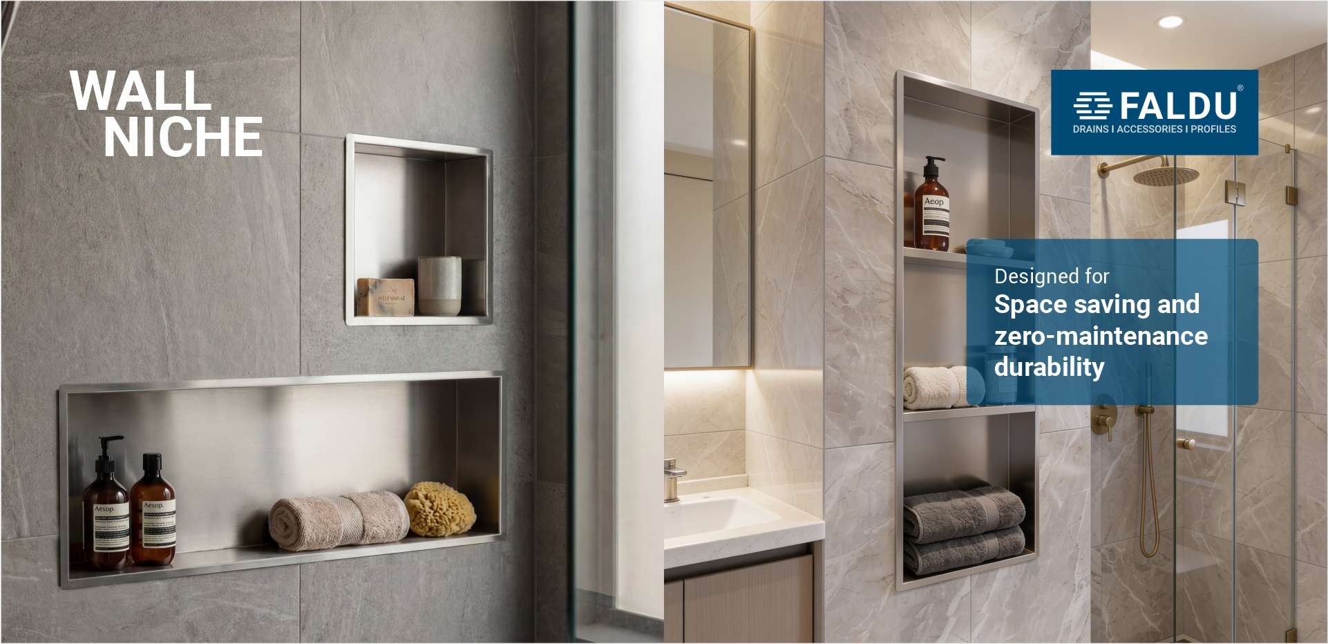 Home Slider 11 - Faldu Shower & Floor Drainers Home Slider 11 - FALDU Wall Niche